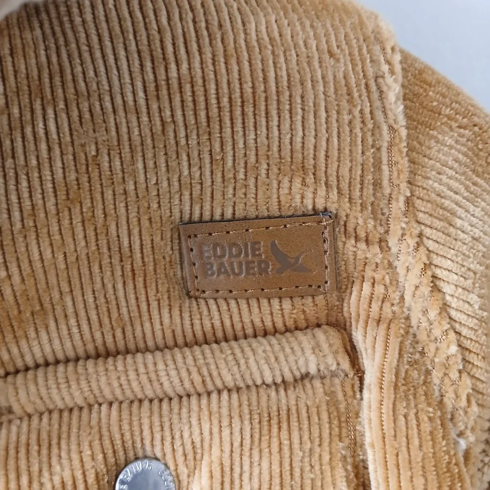Eddie Bauer Boys 3t Jacket Corduroy Long Sleeve‎ Sherpa Lined Button up Tan - Picture 9 of 13